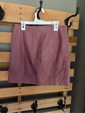 Free People Pink Mauve Coated Mini Skirt Size 4 Vegan Leather Look